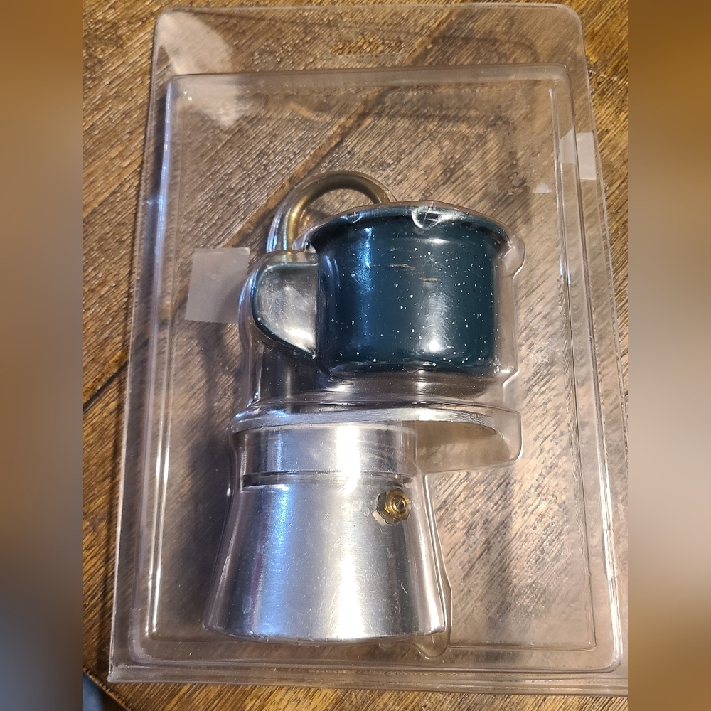This is a Vintage GSI Outdoors Mini Exspresso Set stovetop espresso maker.